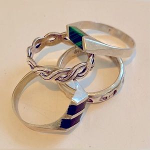 Lot of 4 cute tiny silver rings!